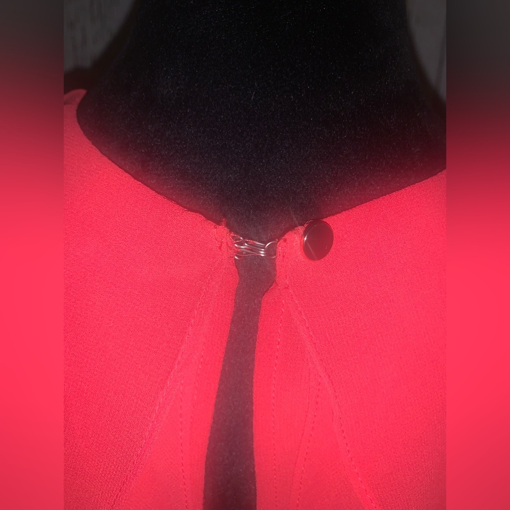 WHBM- Sheer Salmon Color Sleeveless Blouse with Tiers of Flowy Ruffles-NWOT - Picture 5 of 8